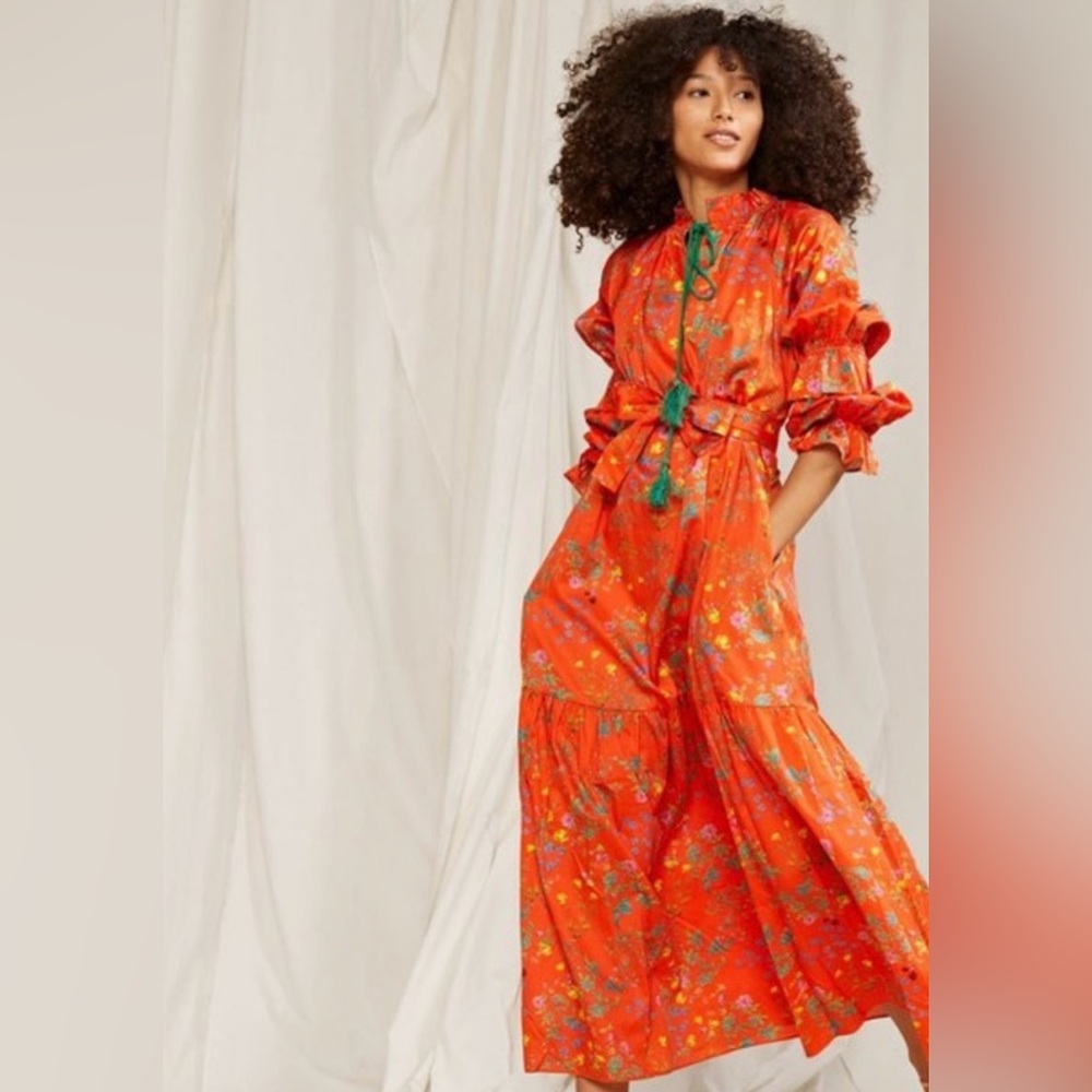 Cynthia Rowley | Dresses | Cynthia Rowley Sanibel Cotton Dress Orange Red Floral Maxi
